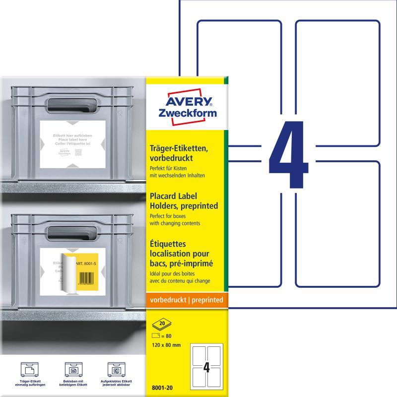 Avery hordozó címkék etikett címkékhez 120x80mm 20 lap