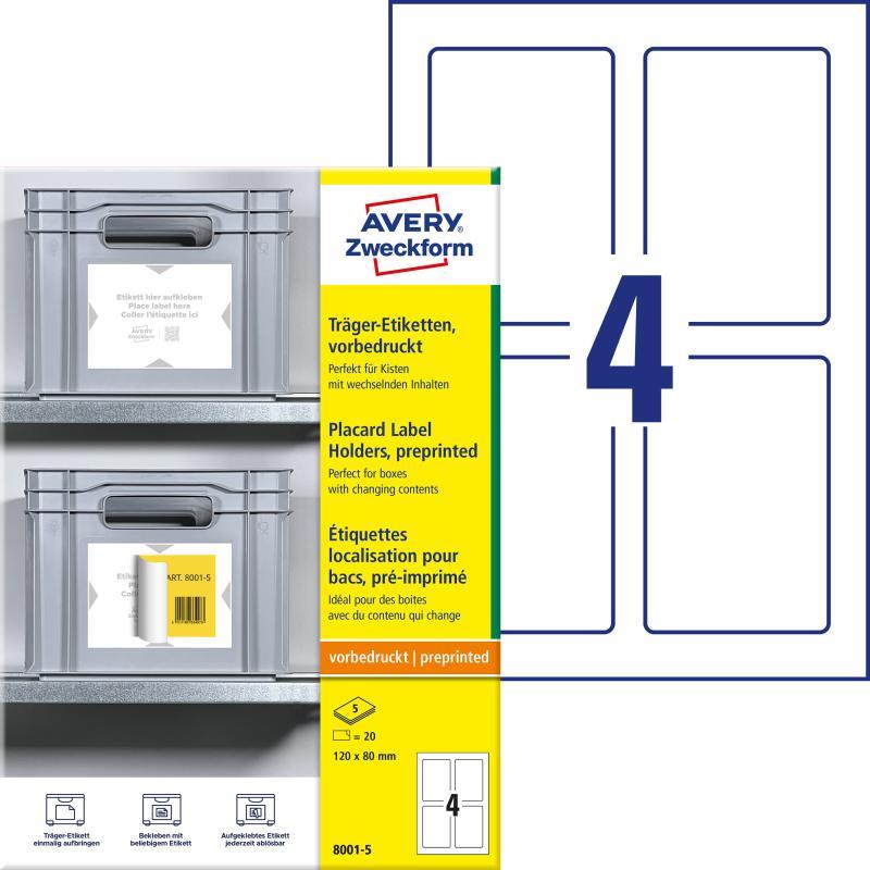 Avery hordozó címkék etikett címkékhez 120x80mm 5 lap