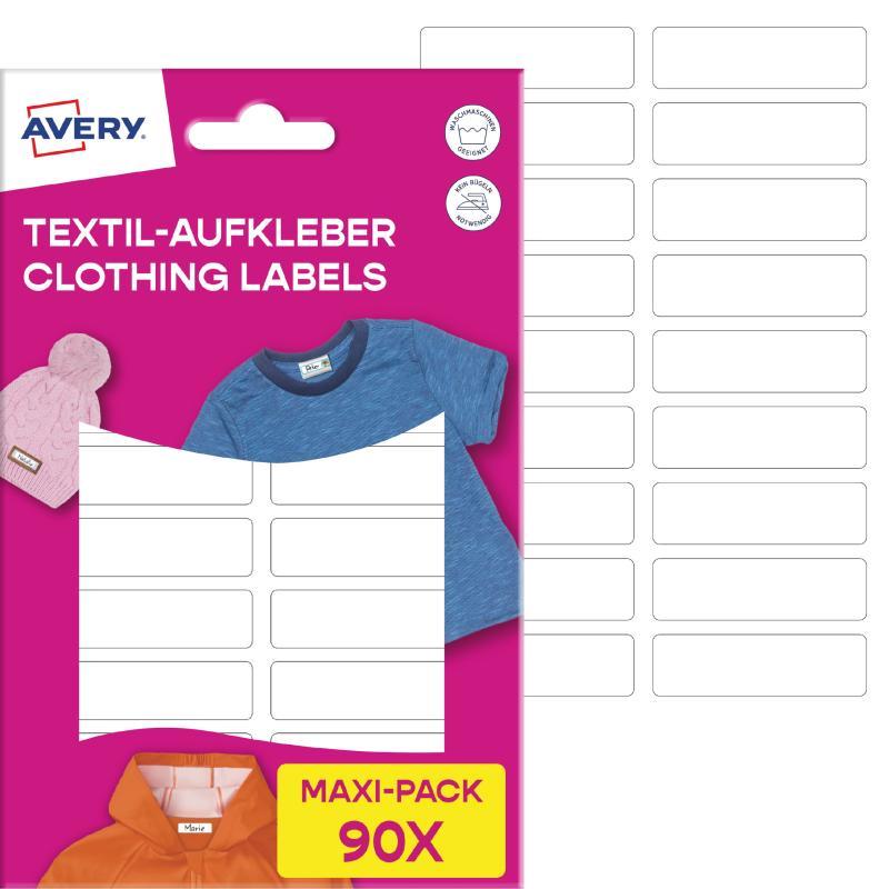 Avery ISKOLAI kézzel írható textil öntapadós címkék – fehér, 90 címke
