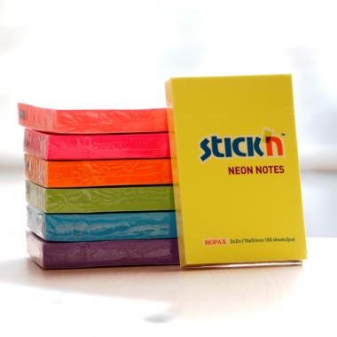 Stick\'n öntapadó jegyzettömb 76x51 mm, 100 lap - neon narancssárga