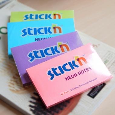 Stick\'n öntapadó jegyzettömb 76x127 mm, 100 lap - neon sárga