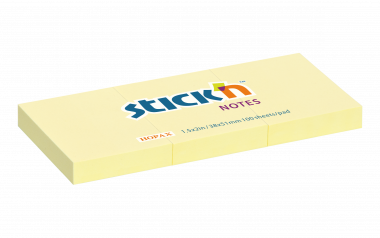 Stick'n öntapadó jegyzettömb 38x51 mm, 3x100 lap - pasztell sárga