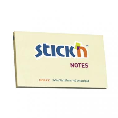 Stick'n öntapadó jegyzettömb 76x127 mm, 100 lap - pasztell sárga