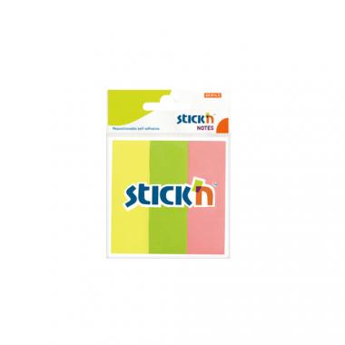 Stick'n öntapadó jegyzettömb 76x25 mm, 3x50 lap - neon színek