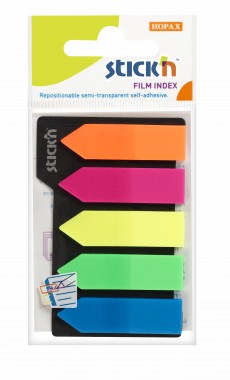Stick'n oldaljelölő műanyag forma nyíl 42x12mm, 5x25lap - neon színek