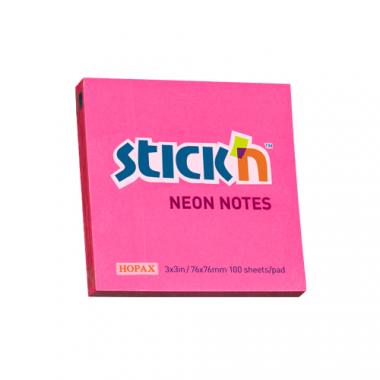 Stick'n öntapadó jegyzettömb 76x76 mm, 100 lap - neon pink