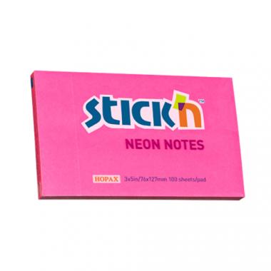 Stick'n öntapadó jegyzettömb 76x127 mm, 100 lap - neon pink