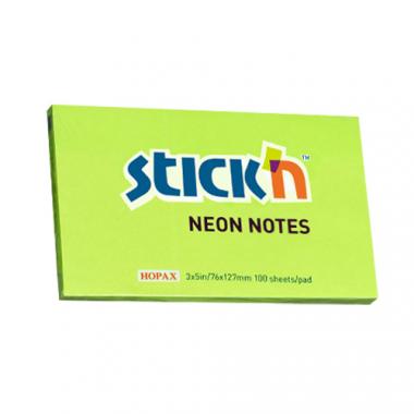 Stick'n öntapadó jegyzettömb 76x127 mm, 100 lap - neon zöld