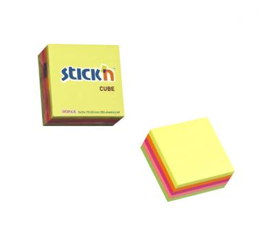 Stick'n öntapadó jegyzettömb 51x51 mm, 5x50 lap - neon színek