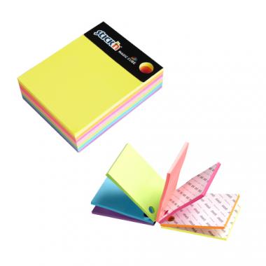 Stick'n öntapadó jegyzettömb Magic Cube - szabadalmaztatott - 101x76 mm, 7x40 lap - neon színek