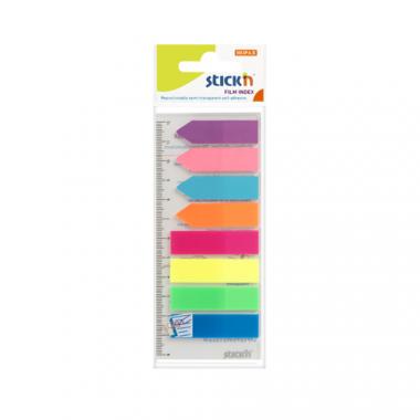 Stick'n oldaljelölő műanyag vonalzón nyilak 4x45x12 mm + 4x42x12 mm - neon színek