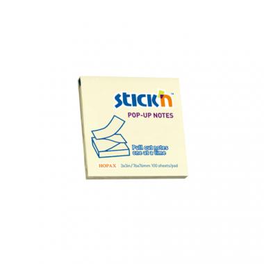 Stick'n öntapadó jegyzettömb Z-hajott 76x76 mm, 100 lap - pasztell sárga