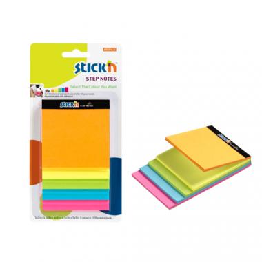 Stick'n öntapadó jegyzettömb Magic Cube Step Notes - szabadalmaztatott - több méret, 5x150 lap - neon színek