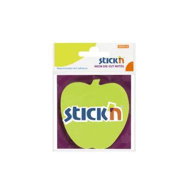 Stick'n öntapadó jegyzettömb forma alma 76x76 mm, 50 lap - neon zöld