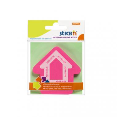 Stick'n öntapadó jegyzettömb 360°-ban tapadó forma nyíl 70x70 mm, 50 lap - magenta