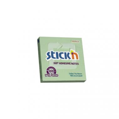 Stick'n öntapadó jegyzettömb 360°-ban tapadó 76x76 mm, 100 lap - zöld