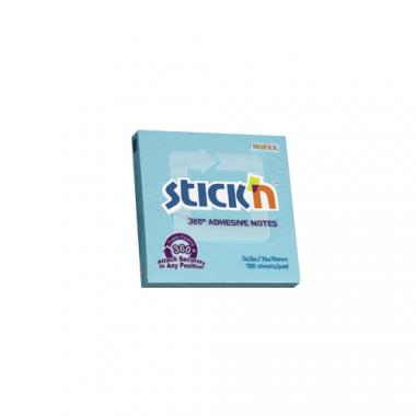 Stick'n öntapadó jegyzettömb 360°-ban tapadó 76x76 mm, 100 lap - kék