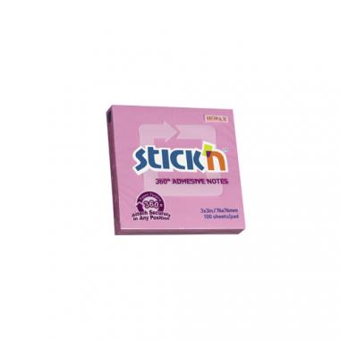 Stick'n öntapadó jegyzettömb 360°-ban tapadó 76x76 mm, 100 lap - pink