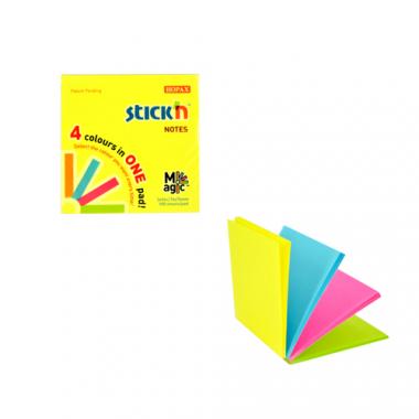 Stick'n öntapadó jegyzettömb Magic Pad 76x76 mm, 4x100 lap - neon színek