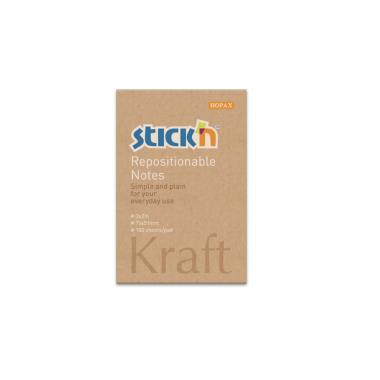 Stick'n öntapadó jegyzettömb Kraft Notes, 76x51 mm, 100 lap - natúr barna