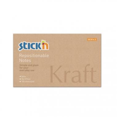 Stick'n öntapadó jegyzettömb Kraft Notes, 76x127 mm, 100 lap - natúr barna