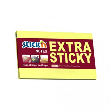 Stick'n öntapadó jegyzettömb Extra Sticky 76x127 mm, 90 lap - neon sárga