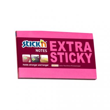 Stick'n öntapadó jegyzettömb Extra Sticky 76x127 mm, 90 lap - neon pink