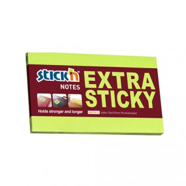 Stick'n öntapadó jegyzettömb Extra Sticky 76x127 mm, 90 lap - neon zöld