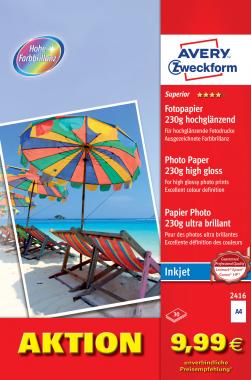 Avery különleges minőségű tintasugaras fotópapír 230g - os 30 ív A4