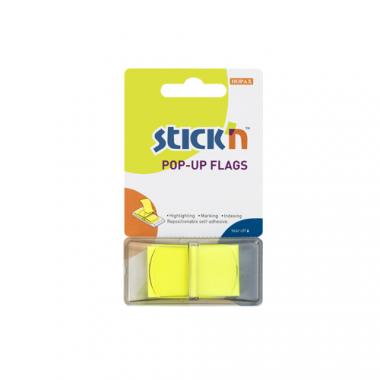 Stick'n oldaljelölő műanyag Pop-up 45x25 mm, 50 lap - neon sárga