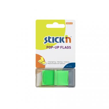 Stick'n oldaljelölő műanyag Pop-up 45x25 mm, 50 lap - neon zöld