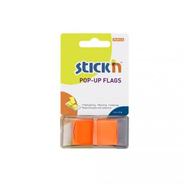 Stick'n oldaljelölő műanyag Pop-up 45x25 mm, 50 lap - neon narancssárga