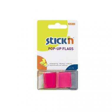 Stick'n oldaljelölő műanyag Pop-up 45x25 mm, 50 lap - neon pink