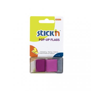Stick'n oldaljelölő műanyag Pop-up 45x25 mm, 50 lap - neon lila