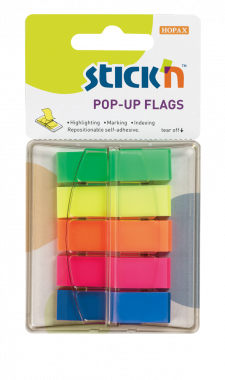 Stick'n oldaljelölő műanyag Pop-up 45x12 mm, 5x40 lap - neon színek