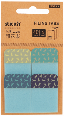 Stick'n index jelölők műanyag - In Blooom, 38x25 mm, 4x10 lap - kék madarak