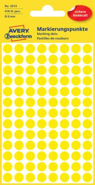 Avery öntapadó jelölő címke - sárga, 8mm