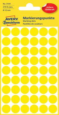 Avery öntapadó jelölő címke  - sárga, 12mm