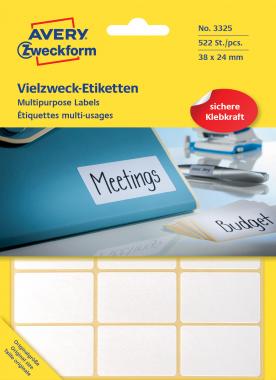 Avery univerzális kézzel írható címke 38 x 24 mm - fehér