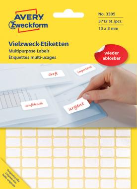 Avery univerzális visszaszedhető címke - fehér 13x8 mm
