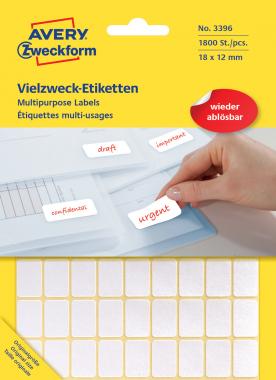 Avery univerzális visszaszedhető címke - fehér 18x12 mm