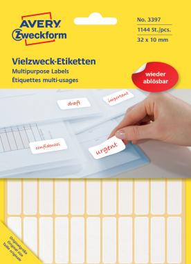 Avery univerzális visszaszedhető címke - fehér 32x10 mm