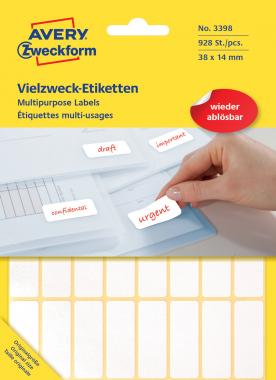 Avery univerzális visszaszedhető címke - fehér 38x14 mm