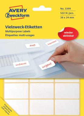 Avery univerzális visszaszedhető címke - fehér 38x24 mm
