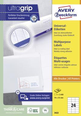 Avery univerzális címke 70 x 35 mm - fehér 100 ív