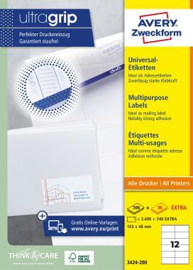 Avery univerzális címke 105x48 mm - fehér 200+20 extra ív