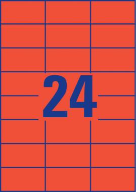 Avery univerzális címke - piros 70 x 37 mm 100 ív