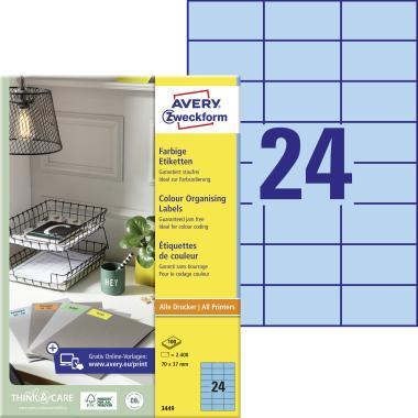 Avery univerzális címke - kék 70 x 37 mm 100 ív
