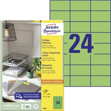 Avery univerzális címke - zöld 70 x 37 mm 100 ív