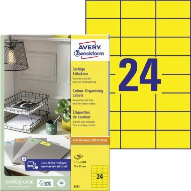 Avery univerzális címke - sárga 70 x 37 mm 100 ív